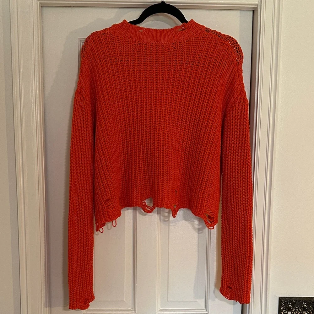 Zara Vibrant Orange Crew Neck Sweater - Picture 2 of 5